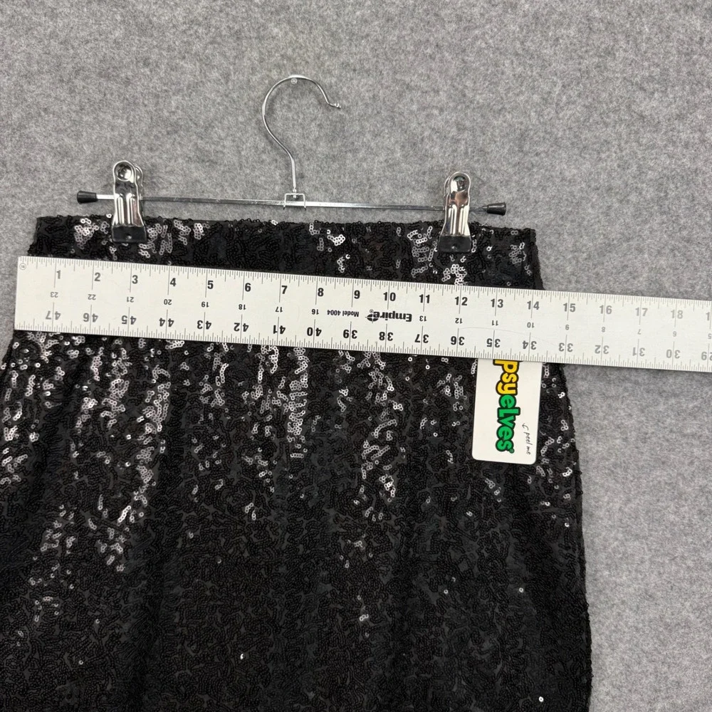 Tipsy Elves Womens Black Sequin Mini Skirt Size M TE-CWD97M‎ Sparkly Party New